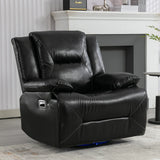 Manual Black Leather Gel Recliner Chair With LED Light Strip - Omega Lifestyles