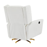 Boucle Upholstered Beige Power Recliner Chair With Swivel - Omega Lifestyles