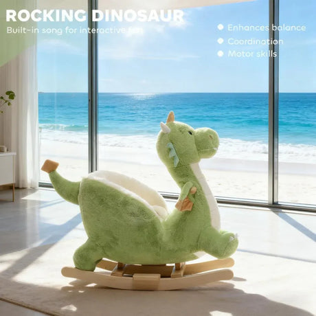 Kids Dragon Plush Rocking Horse With Safety Belt - Omega Lifestyles