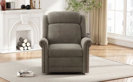 Light Brown Velvet 360° Swivel Adjustable Backrest Recliner - Omega Lifestyles