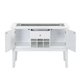 Contemporary White High Gloss Synthetic Wood Server Cabinet - Omega Lifestyles