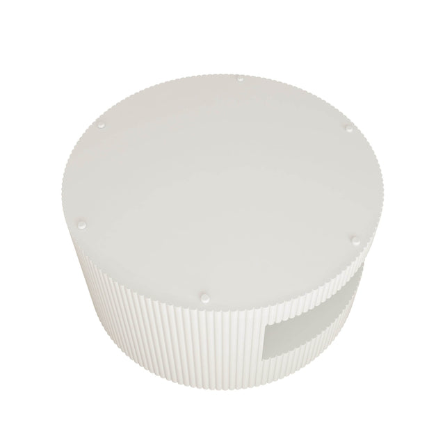 31.5-Inch Round White MDF Coffee Table With Storage - Omega Lifestyles
