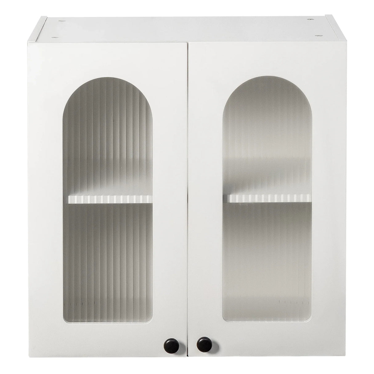 Arched Glass Door Floating Wall Cabinet With Shelves - Omega Lifestyles