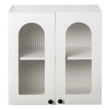 Arched Glass Door Floating Wall Cabinet With Shelves - Omega Lifestyles