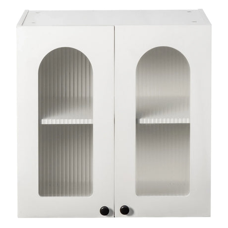 Arched Glass Door Floating Wall Cabinet With Shelves - Omega Lifestyles