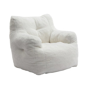 Ivory Soft Teddy Fabric Foam Bean Bag Chair - Omega Lifestyles