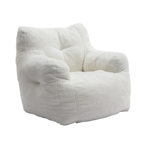 Ivory Soft Teddy Fabric Foam Bean Bag Chair - Omega Lifestyles