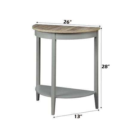 Natural Oak Gray Finish Half-Moon Console Table - Omega Lifestyles