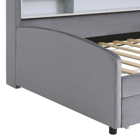 Twin Velvet Upholstered Platform Bed With Storage Drawers - Omega Lifestyles