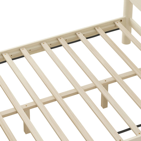 Queen Solid Wood Platform Bed Frame With Headboard - Omega Lifestyles