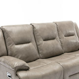 Modern 3-Seater Grey Leather Gel Recliner Chair With LED Light - Omega Lifestyles