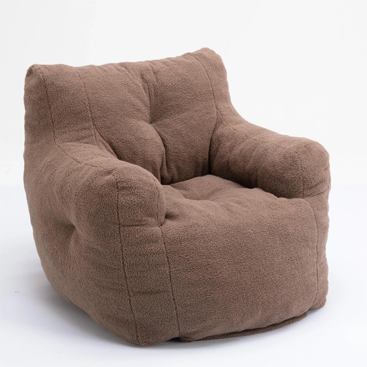 Soft Teddy Fabric Tufted Foam Bean Bag Chair Coffee - Omega Lifestyles
