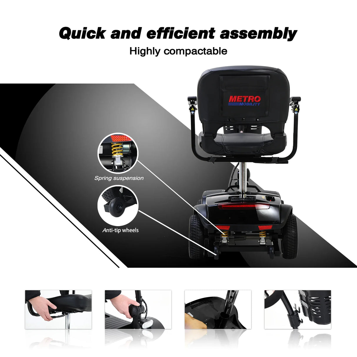 Compact Travel Mobility Scooter 300W Motor With LED Lights - Omega Lifestyles