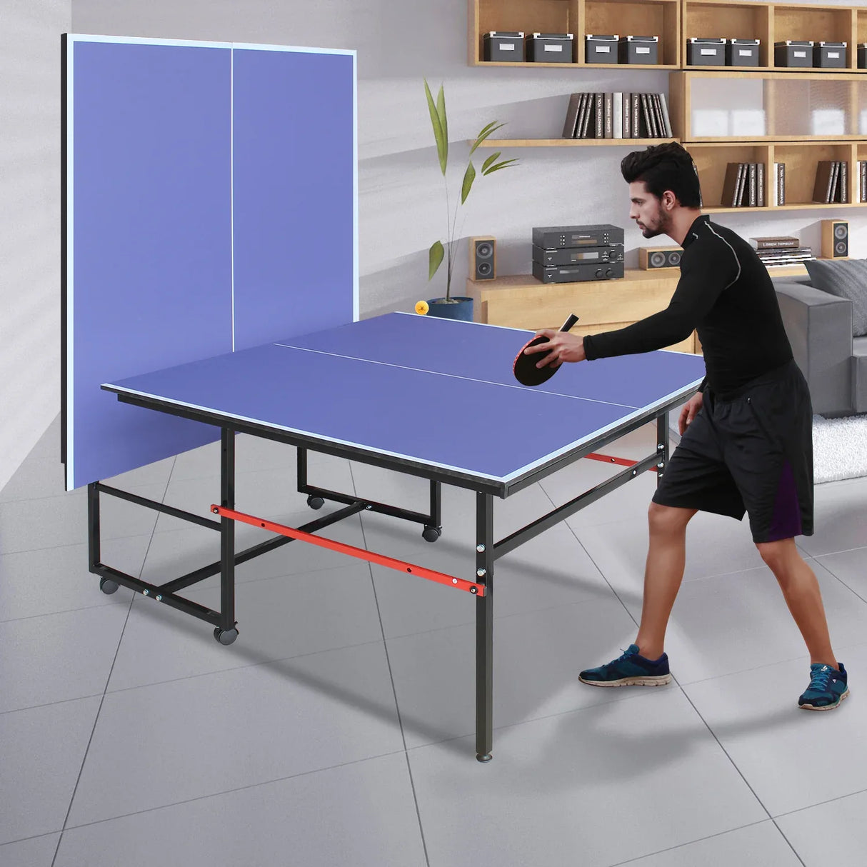 Foldable Mid-Size Portable Table Tennis Table Set - Omega Lifestyles