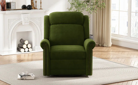 Modern Velvet Adjustable Backrest Swivel Recliner Chair - Omega Lifestyles