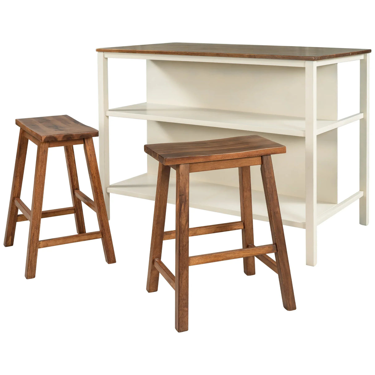 Rustic Solid Wood Kitchen Island Set With Seating - Omega Lifestyles
