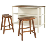 Rustic Solid Wood Kitchen Island Set With Seating - Omega Lifestyles