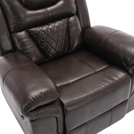 Brown Faux Leather Manual Recliner Chair With LED Light - Omega Lifestyles