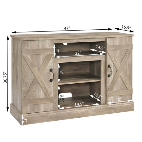 Farmhouse Gray Wash MDF Media TV Stand Fireplace - Sleep Galleria
