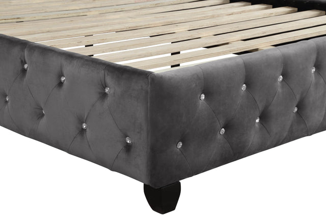 Crystal Tufted Upholstered Velvet King Bed Frame - Omega Lifestyles