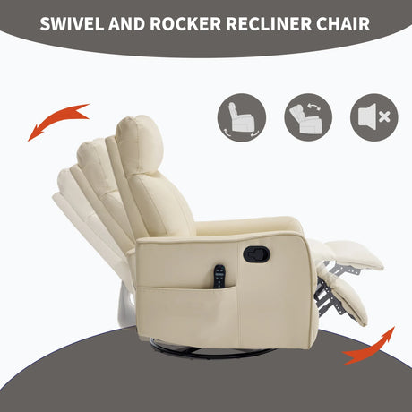 Beige Faux Leather Manual Massage Recliner Chair - Omega Lifestyles