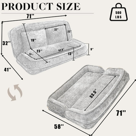 Convertible Adjustable Chenille Loveseat Lazy Sofa Bed - Omega Lifestyles