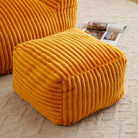 Giant Corduroy Bean Bag Chair With Armrests And Footstool - Omega Lifestyles