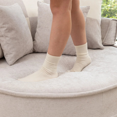 Modern Gray Chenille Barrel Accent Chair With Ottoman - Omega Lifestyles