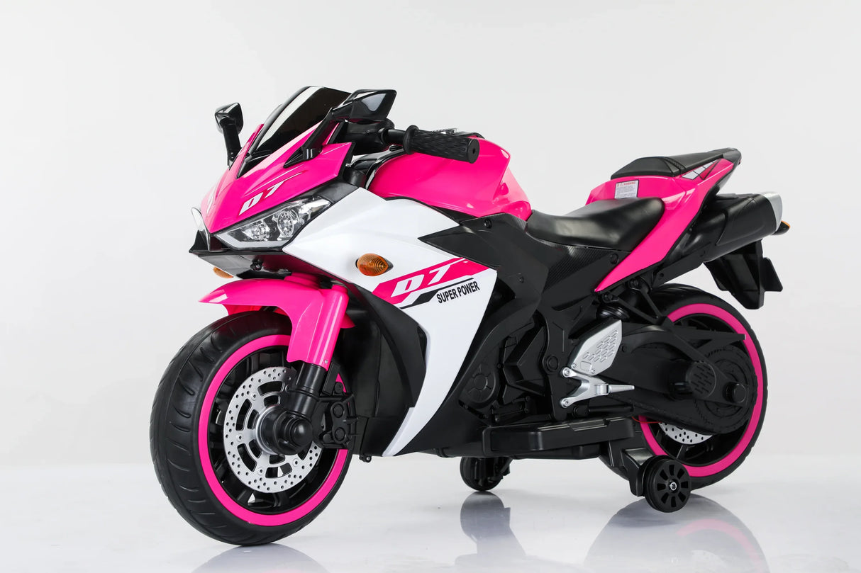 12V Pink Kids Electric Ride On Motorcycle With Lights - Omega Lifestyles