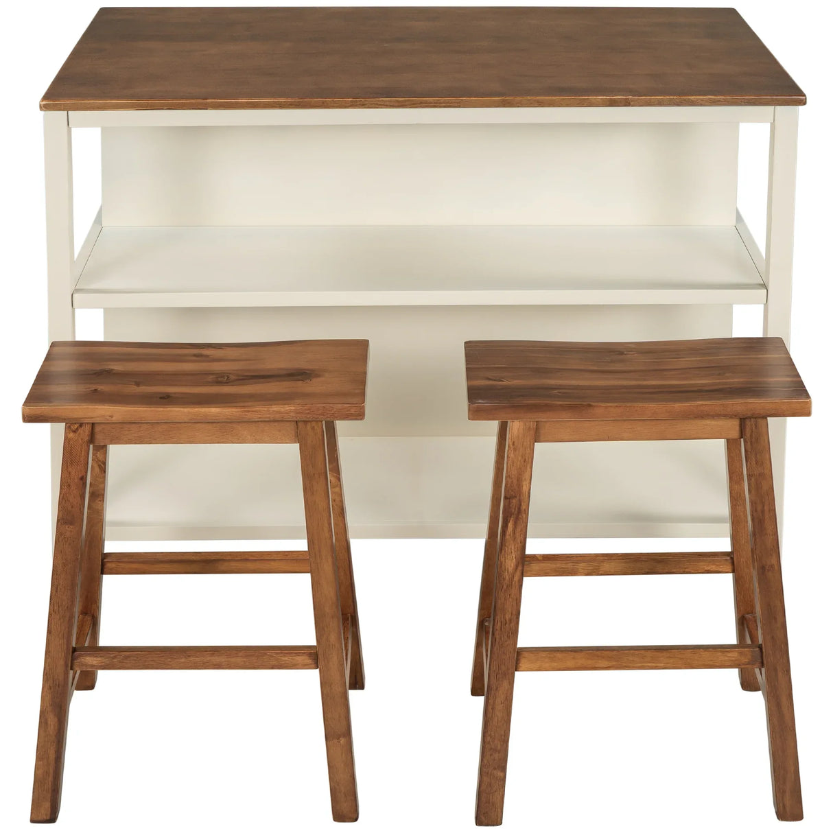 Rustic Solid Wood Kitchen Island Set With Seating - Omega Lifestyles