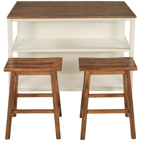 Rustic Solid Wood Kitchen Island Set With Seating - Omega Lifestyles