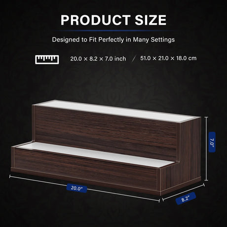 LED Lighted Freestanding Walnut Bar Display Shelf - Omega Lifestyles