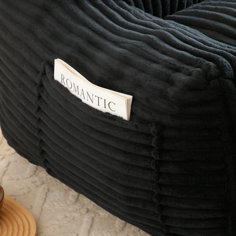 Medium-Soft Corduroy Bean Bag Chair With Footstool - Omega Lifestyles