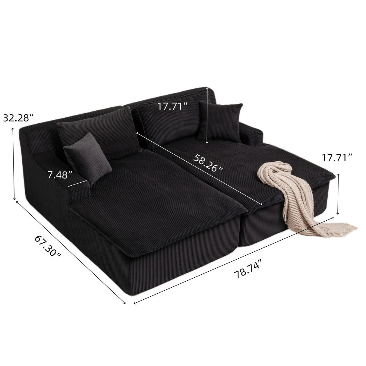 Corduroy Foam Upholstered Chaise Lounge Sleeper Chair - Omega Lifestyles