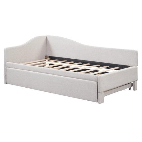 Twin Upholstered L-Shaped Daybed With Pop-Up Trundle - Omega Lifestyles