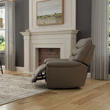 Light Gray Top Grain Leather Swivel Glider Recliner - Omega Lifestyles