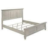 King Farmhouse Distressed White Wood Panel Bed Frame - Omega Lifestyles