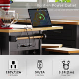 Large Kitchen Island Cart With Drop Leaf And Power Outlet - Omega Lifestyles