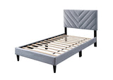 Adjustable Headboard Twin Velvet Upholstered Bed Frame - Omega Lifestyles