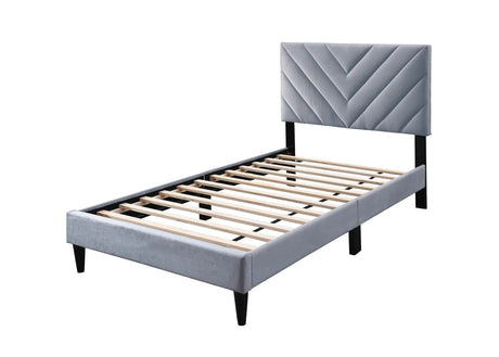 Adjustable Headboard Twin Velvet Upholstered Bed Frame - Omega Lifestyles