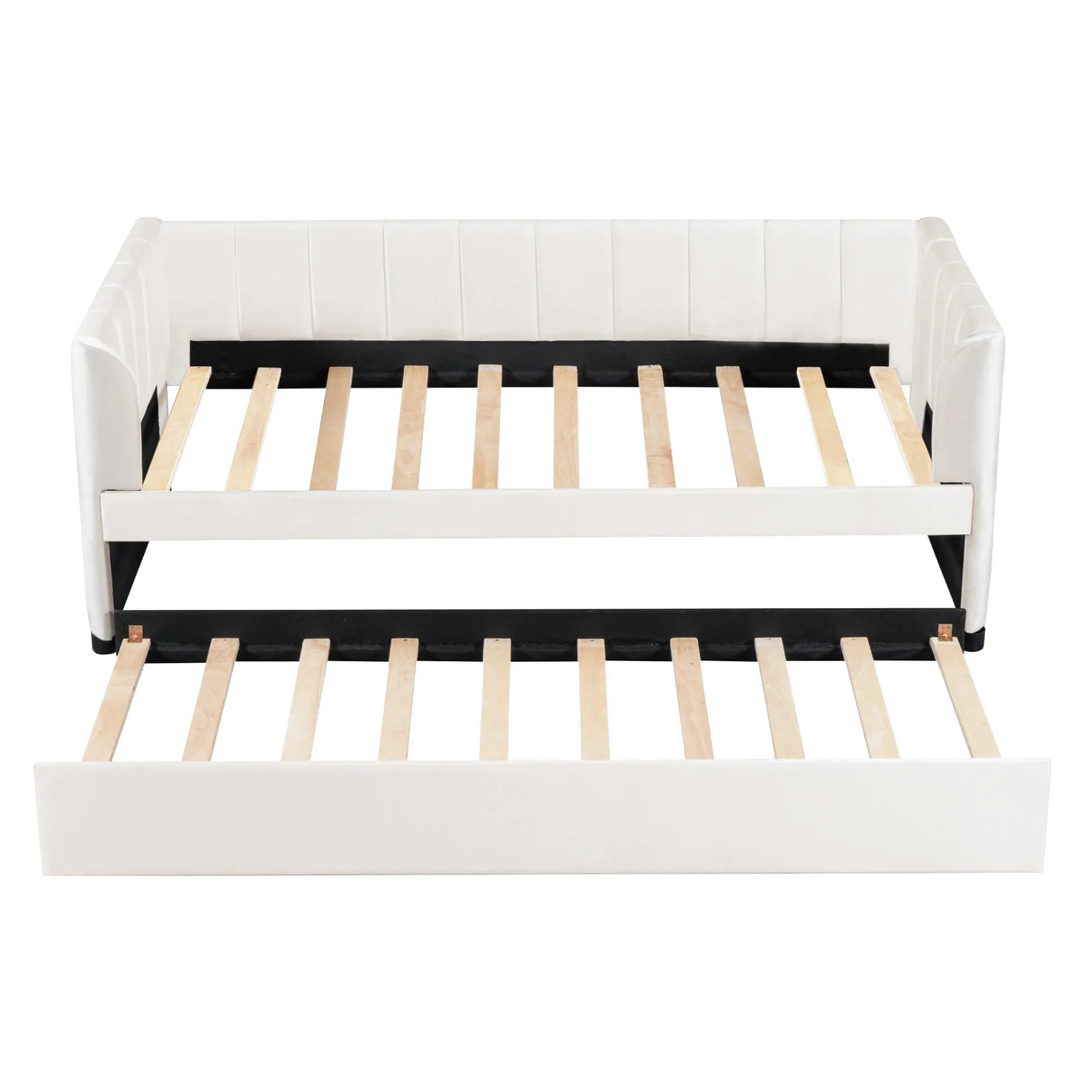 Twin Velvet Upholstered Daybed With Ergonomic Backrest And Trundle - Omega Lifestyles