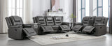 Grey Manual PU Upholstered Home Theater Recliner Chair Set - Omega Lifestyles