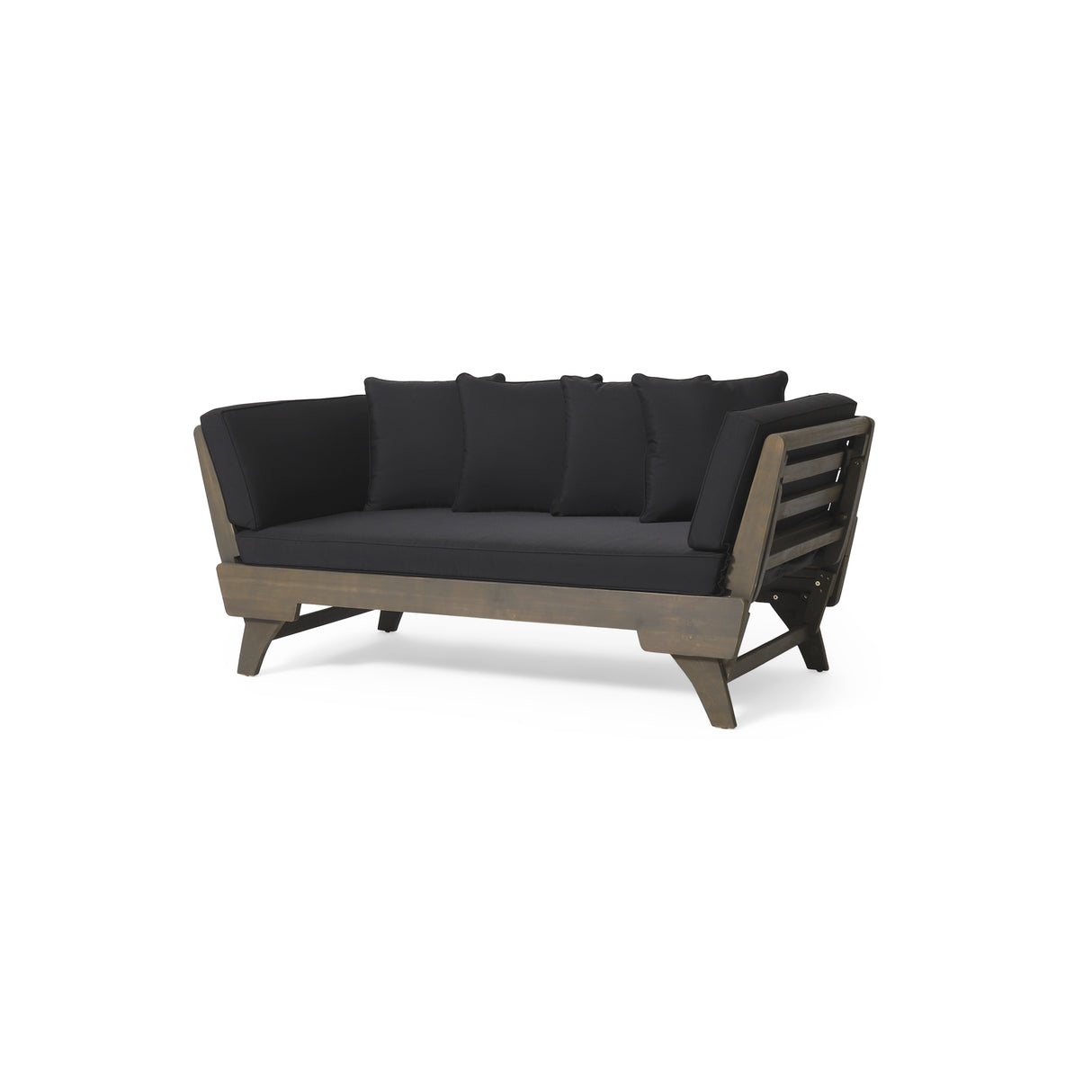 Expandable Grey Acacia Wood Outdoor Patio Daybed Sofa