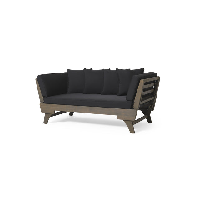 Expandable Grey Acacia Wood Outdoor Patio Daybed Sofa