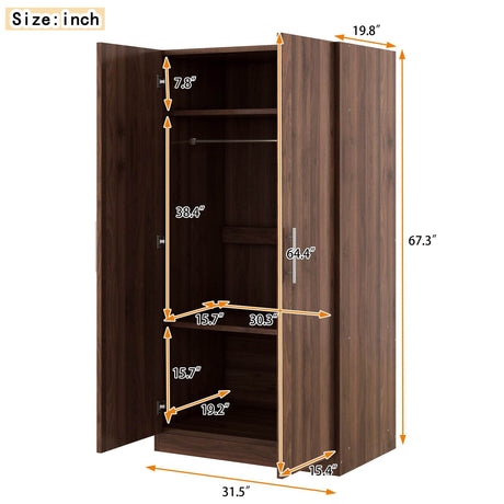 2-Door Solid Wood Wardrobe Armoire With Shelves - Omega Lifestyles