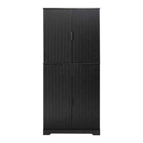 Fluted Freestanding Kitchen Pantry Cabinet With Drawers - Omega Lifestyles