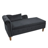 Classic Velvet Storage Chaise Lounge With Pillow - Omega Lifestyles