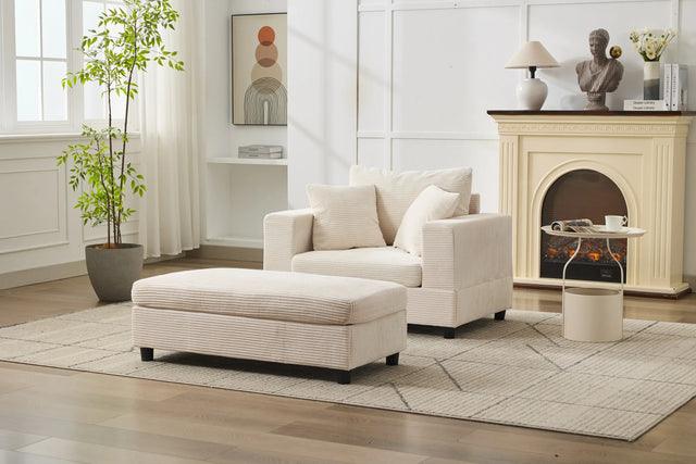 Corduroy Chaise Lounge Chair With Removable Ottoman - Omega Lifestyles