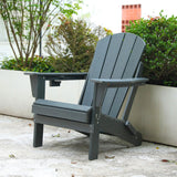 Folding HDPE Weather Resistant Adirondack Outdoor Chair Gray