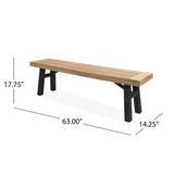 Rustic Acacia Wood Slat Panel Outdoor Bench - Omega Lifestyles